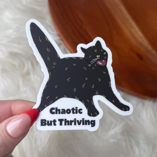 Big Moods - Chaotic But Thriving Anime Cat Sticker