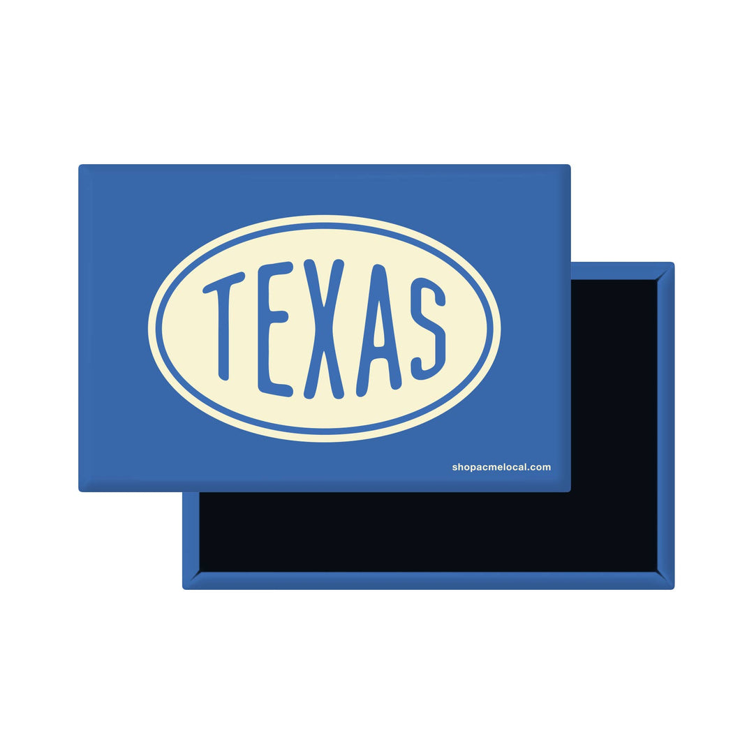 Acme Local - Vintage Oval Rectangle Magnet: Sky Blue with Cream Oval