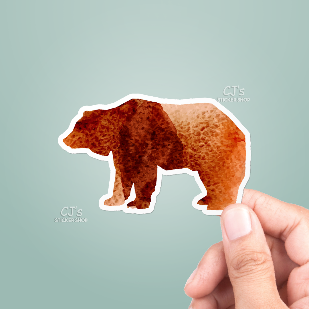 CJ's Sticker Shop - Watercolor Bear Sticker Vinyl Decal: 3"
