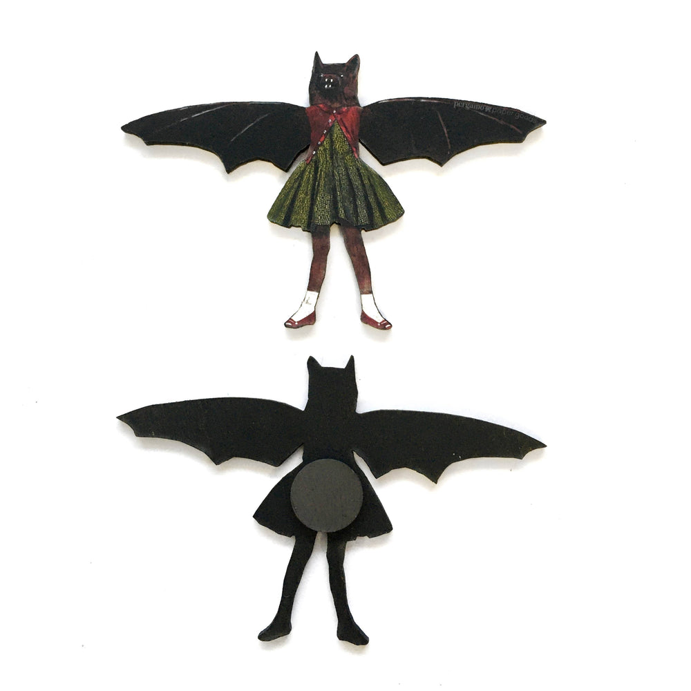 Pergamo Paper Goods - Bat Girl Laser Cut Wood Magnet