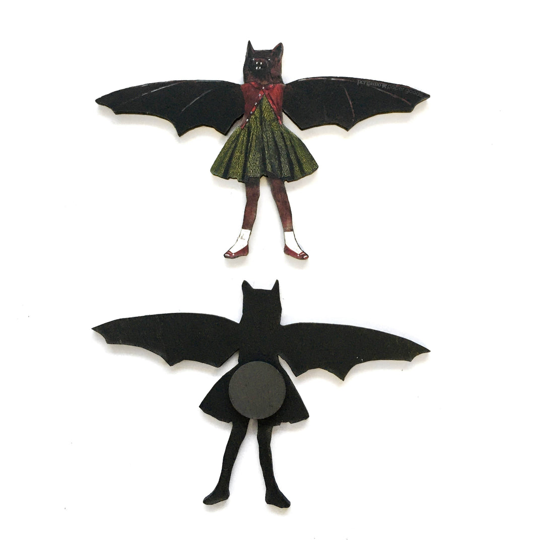 Pergamo Paper Goods - Bat Girl Laser Cut Wood Magnet