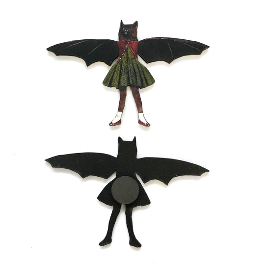 Pergamo Paper Goods - Bat Girl Laser Cut Wood Magnet