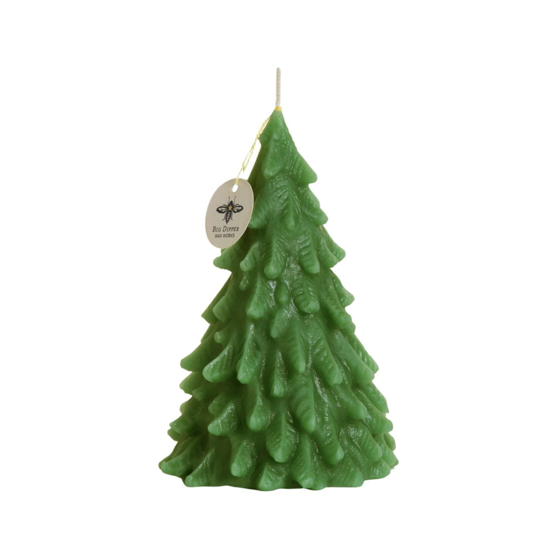 Big Dipper Wax Works - Tree Candles – 100% Pure Beeswax – 2 Sizes, 2 Colors: Moss Green / Medium