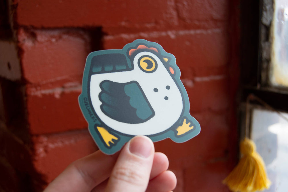 Curlworks - Chicken on the Move - 3" Vinyl Sticker