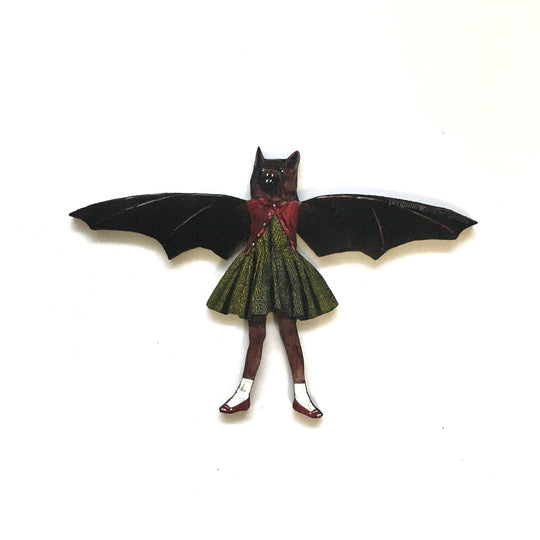 Pergamo Paper Goods - Bat Girl Laser Cut Wood Magnet