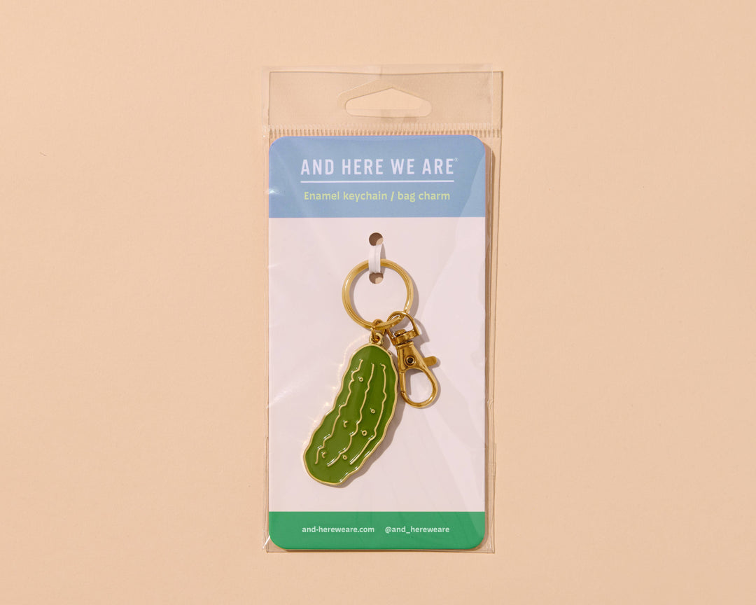 And Here We Are - Enamel Keychain & Bag Charm—Pickle (Veggie, Foodie, Summer)