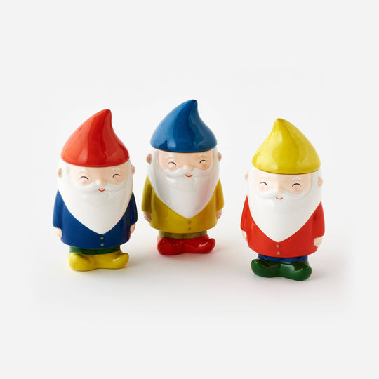 One Hundred 80 degrees - Gnome Ceramic Jar with Lid, 3 Assorted Designs