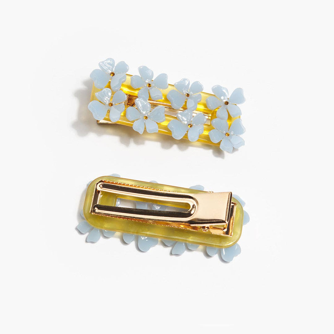 WINONA IRENE - Theia Alligator Clip - Blue and Marigold Acetate Flower Clip
