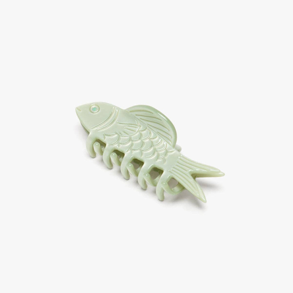 WINONA IRENE - Jade Green Fish Mini Acetate Hair Claw Clip Opal Rhinestones