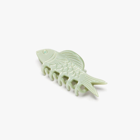 WINONA IRENE - Jade Green Fish Mini Acetate Hair Claw Clip Opal Rhinestones
