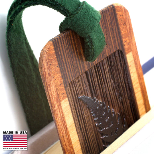 Mitercraft - Sword Fern Engraved with added Color Wood Bookmark