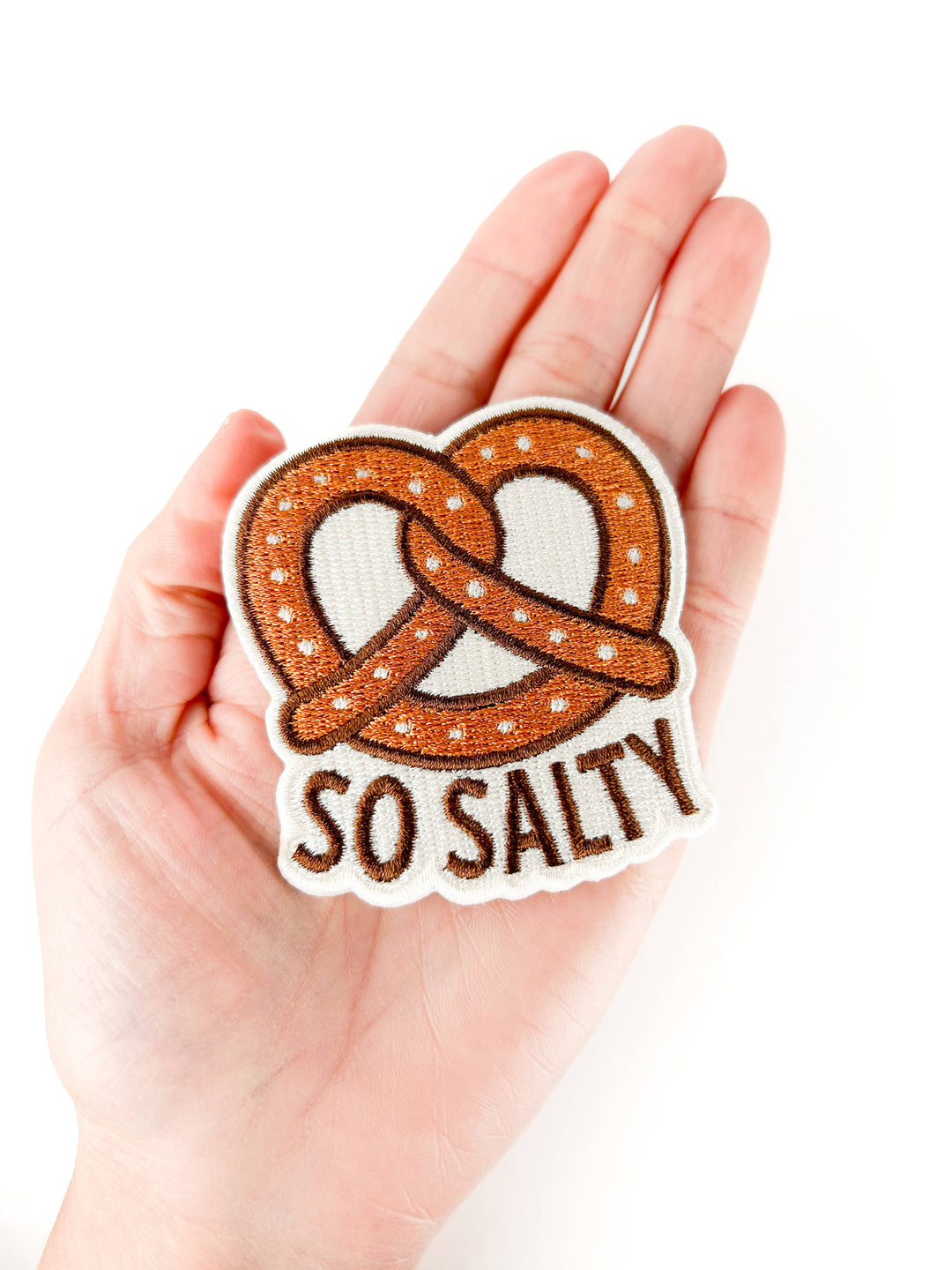 Field Trip Threads - So Salty Embroidered Patch Funny Pretzel Iron On Totes Snack