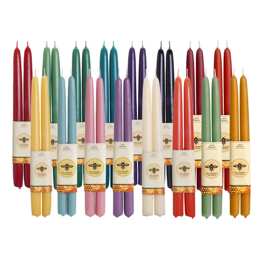 Big Dipper Wax Works - Taper Candles – 100% Pure Beeswax – 4 New Colors: Garnet / Standard (12" x 7/8")