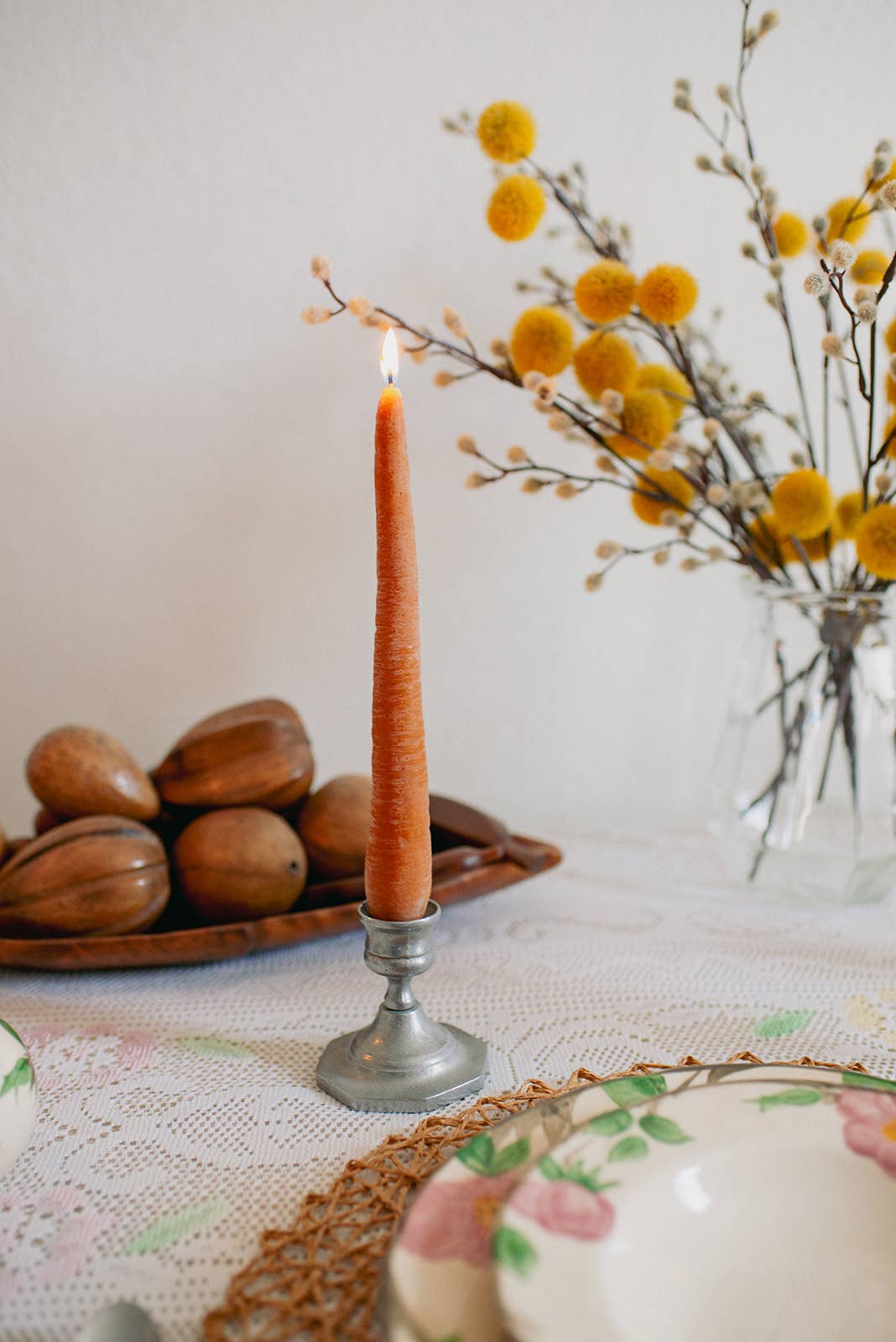 Happy Organics - Carrot Beeswax Candles Taper Pair