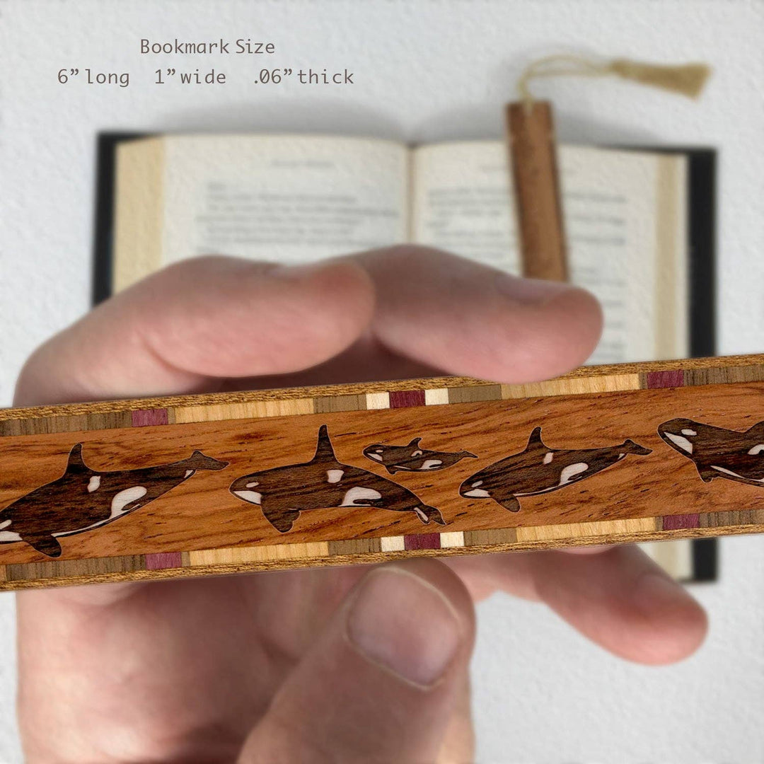 Mitercraft - Orca Killer Whales Handmade Engraved Wooden Bookmark
