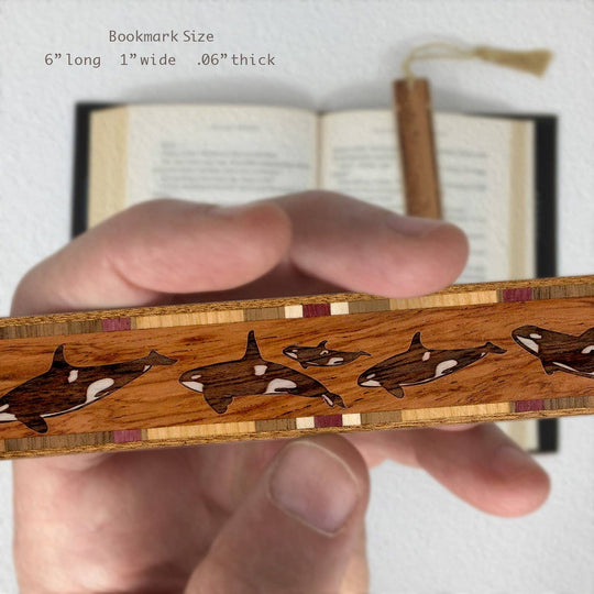 Mitercraft - Orca Killer Whales Handmade Engraved Wooden Bookmark