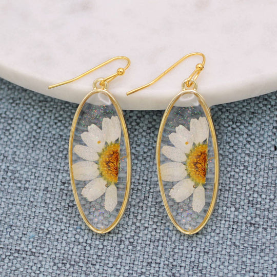 ZAD - Delicate Daisy Dried Flower Earrings
