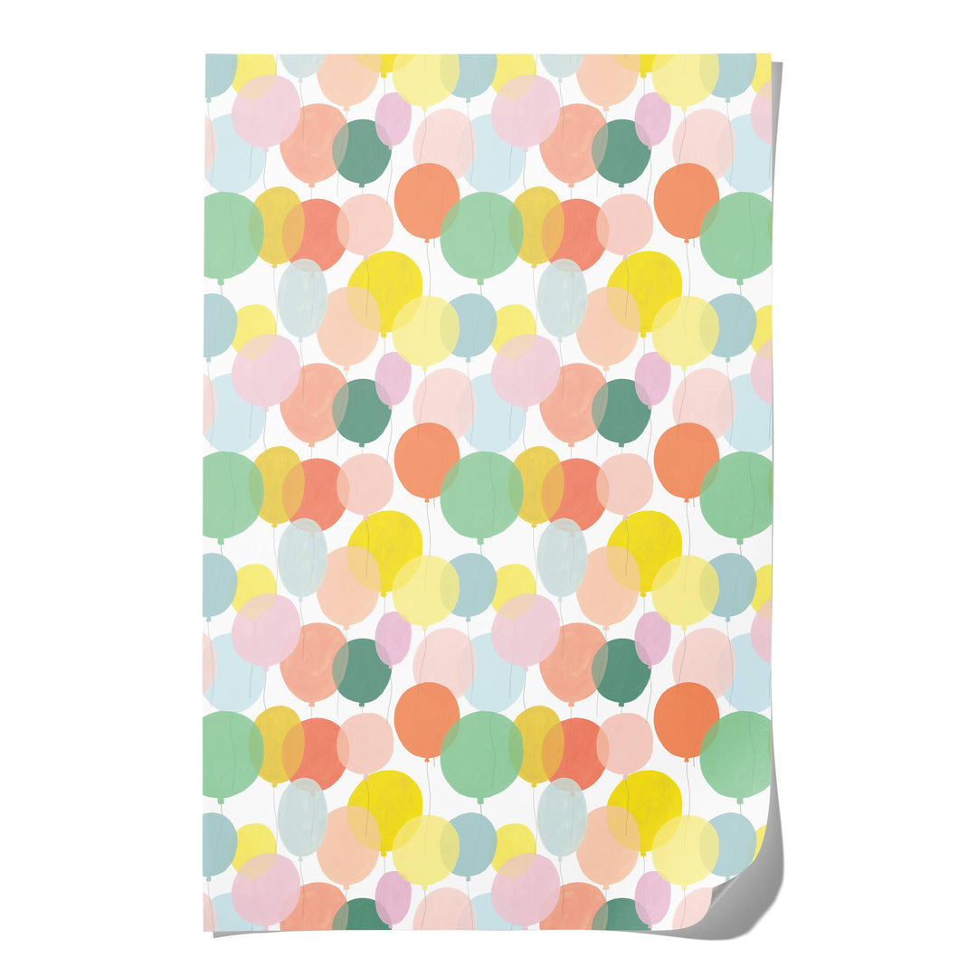 Red Cap Cards - Birthday Balloons birthday wrapping paper: Rolls of 3 sheets