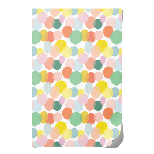 Red Cap Cards - Birthday Balloons birthday wrapping paper: Rolls of 3 sheets