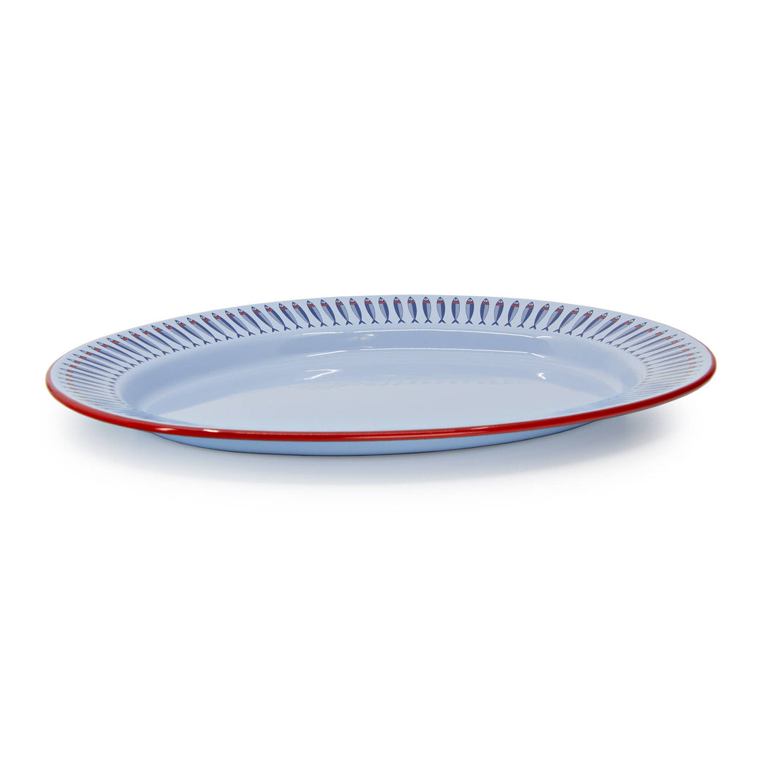 Crow Canyon Home - Mur by Ayca x CCH Anchovies Small 14 in Oval Tray, Red Rim