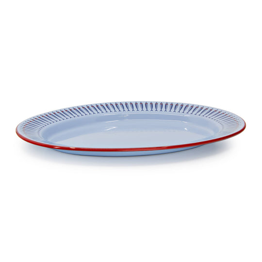 Crow Canyon Home - Mur by Ayca x CCH Anchovies Small 14 in Oval Tray, Red Rim