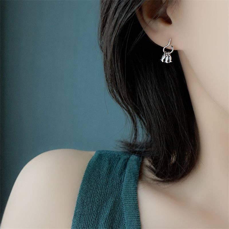 Perimade & Co. LLC - Dainty Tiny Three Fish Dangle Drop Earrings in Solid Copper