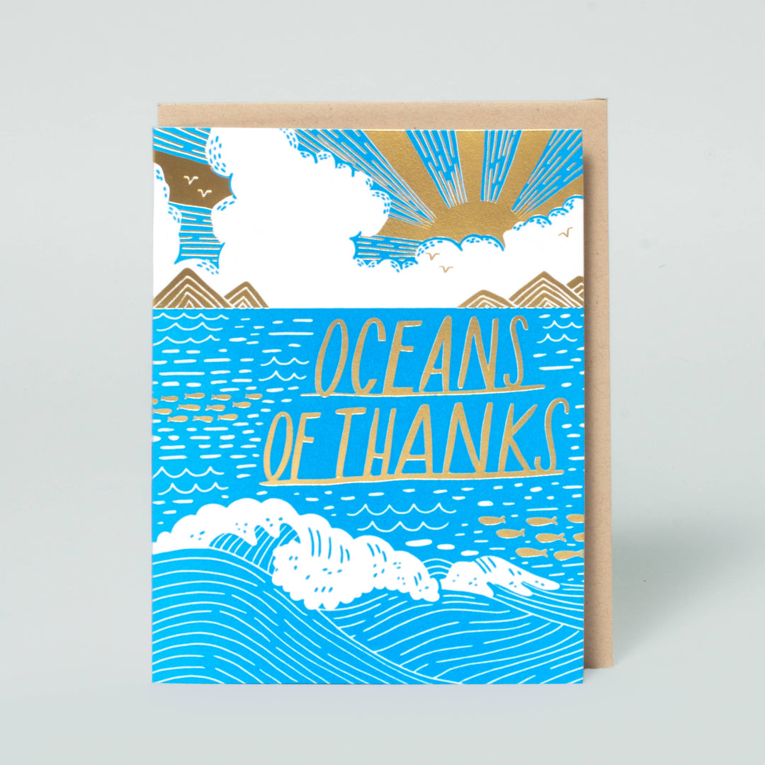 Egg Press Manufacturing - Oceans of Thanks Letterpress Greeting Card by Hello!Lucky: Paper tab
