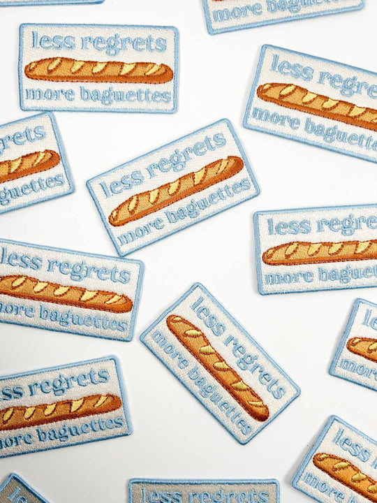 Field Trip Threads - Less Regrets More Baguettes Embroidered Iron-On Patch Baking