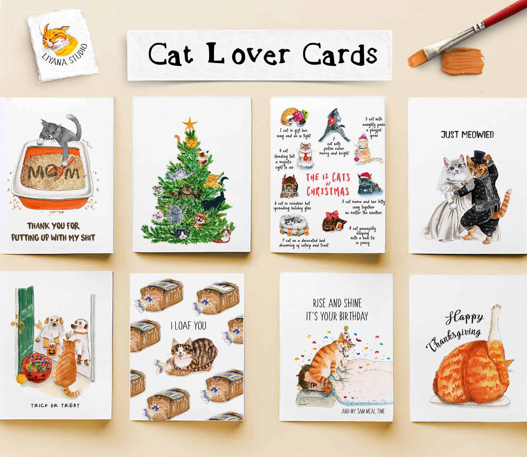 Liyana Studio - Thank You Bag Cat - Funny Thank You Card: Single