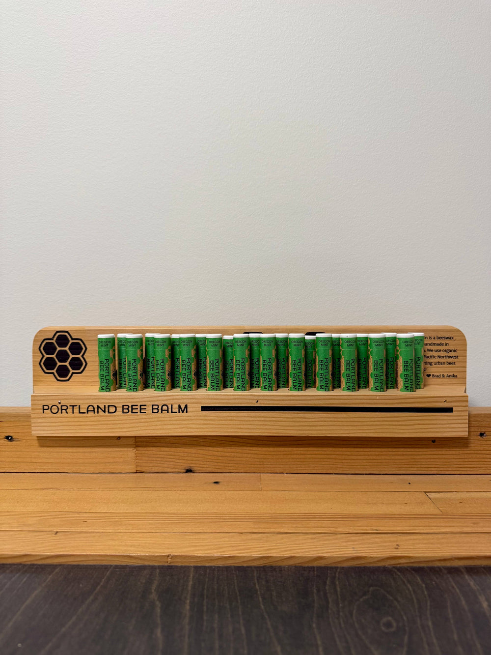 Portland Bee Balm - Wooden Checkout Lane Lip Balm Display - 24 Count: Unscented
