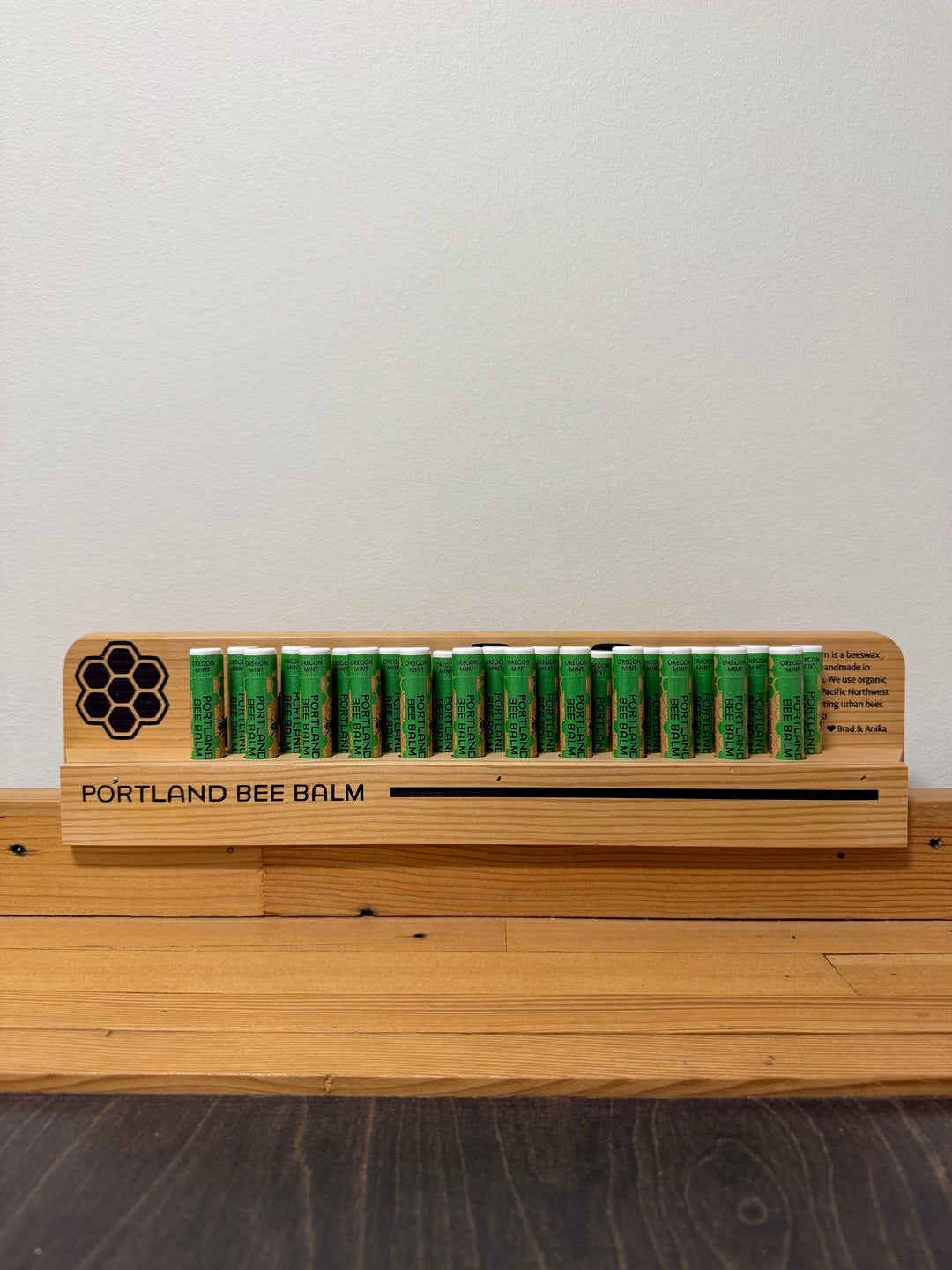Portland Bee Balm - Wooden Checkout Lane Lip Balm Display - 24 Count: Unscented