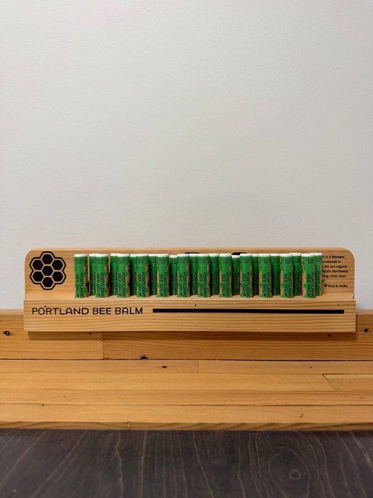 Portland Bee Balm - Wooden Checkout Lane Lip Balm Display - 24 Count: Unscented