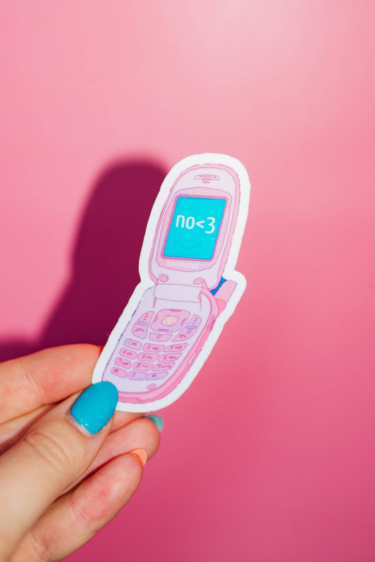Shop Sour Sweetener - No <3 Flip Phone Sticker, Funny Meme, Y2K Vintage Aesthetic