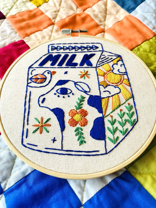 Hook Line & Tinker Embroidery Kits USA - Milk Complete Embroidery Kit