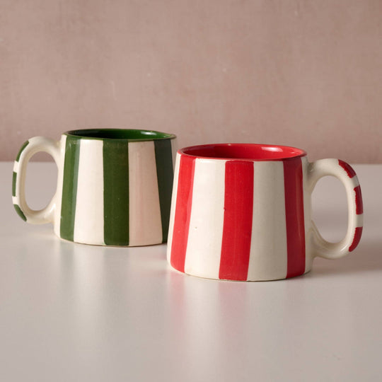 Ten Thousand Villages - Kahda Striped Mug - Red