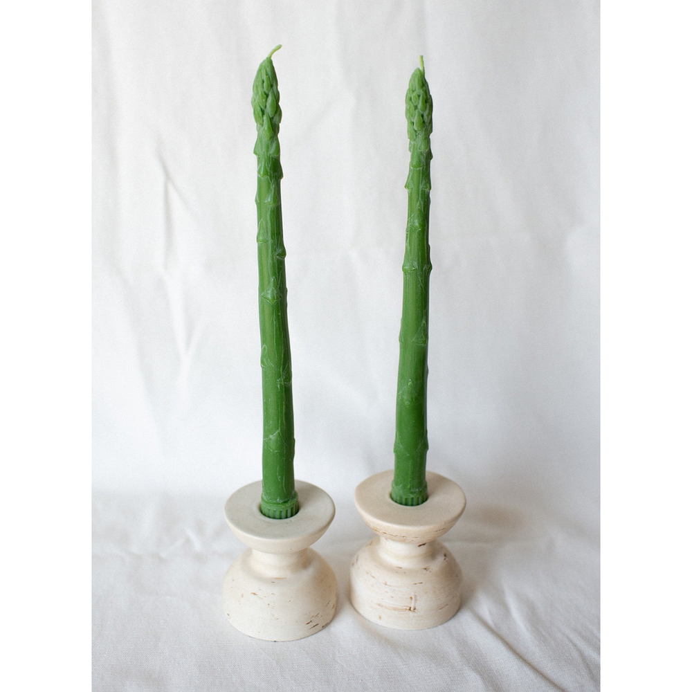Happy Organics - Asparagus Beeswax Candle Taper Pair: Box
