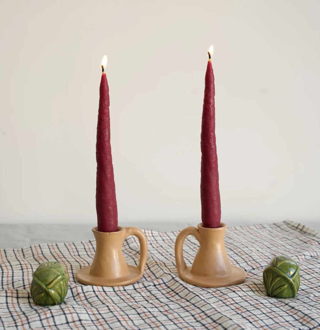 Happy Organics - *NEW* Purple Carrot Beeswax Candle Taper Pair - 8inch tall: Box