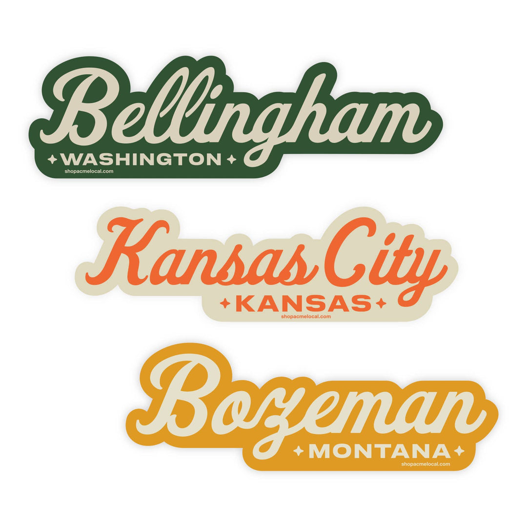 Acme Local - Starlite Script Customizable Sticker: Navy / Gold