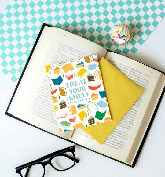 Yeppie Paper - Treat Your Shelf Books and Cake Birthday Card