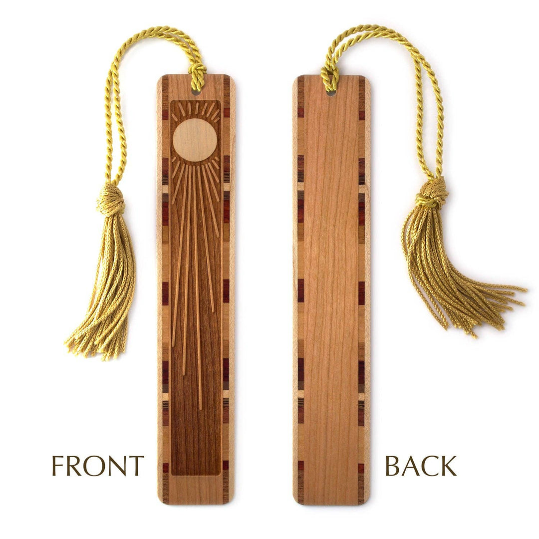 Mitercraft - Sun Rays Sunshine Handmade Engraved Wooden Bookmark