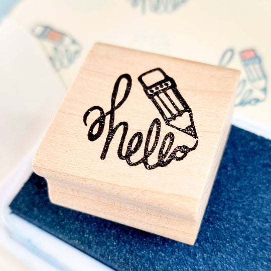 Peppercorn Paper - Hello Pencil Rubber Stamp