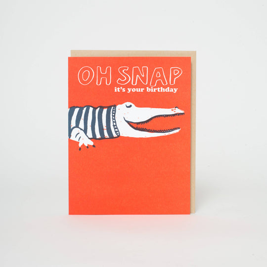 Egg Press Manufacturing - Crocodile Birthday Letterpress Greeting Card by Egg Press: Paper tab