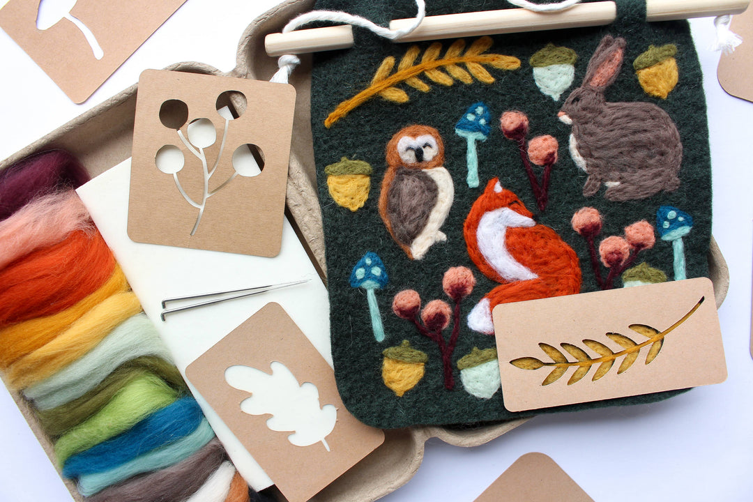 Sheep Creek Studio - 8"x8" Woodland Banner Felting Kit 
