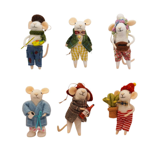 Sugarboo & Co - Felt City Mice Ornaments - Assorted Set of 6