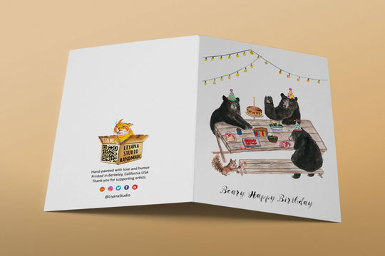 Liyana Studio - Bear Picnic Party - Funny Birthday Card