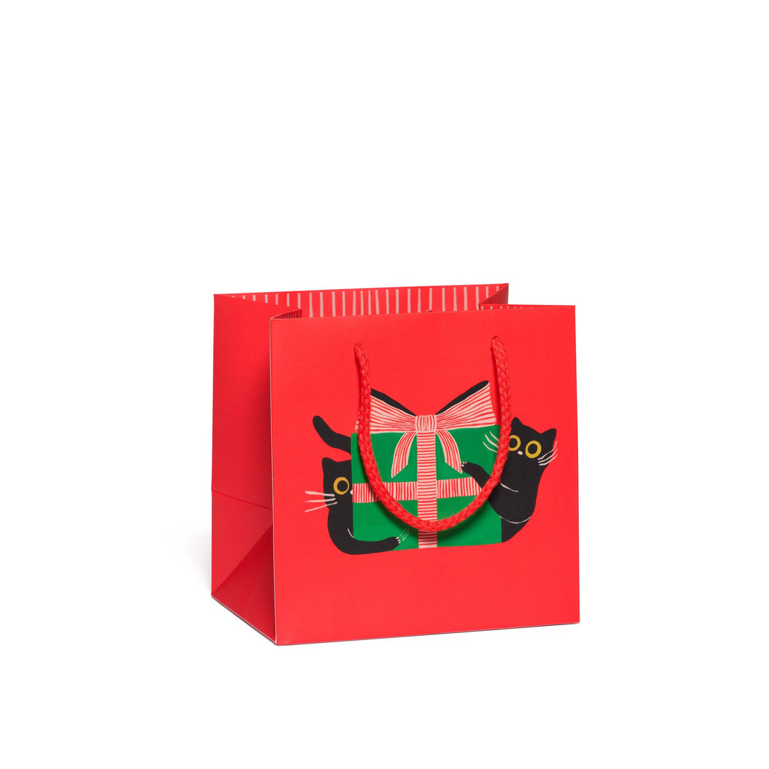 Red Cap Cards - Holiday Black Cat gift bags: Small