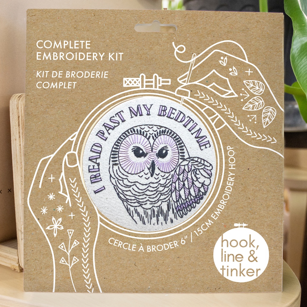 Hook, Line & Tinker Embroidery Kits - I read past my bedtime Complete Embroidery Kit