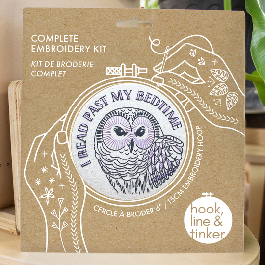 Hook, Line & Tinker Embroidery Kits - I read past my bedtime Complete Embroidery Kit