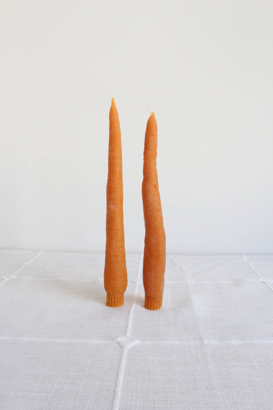 Happy Organics - Carrot Beeswax Candles Taper Pair