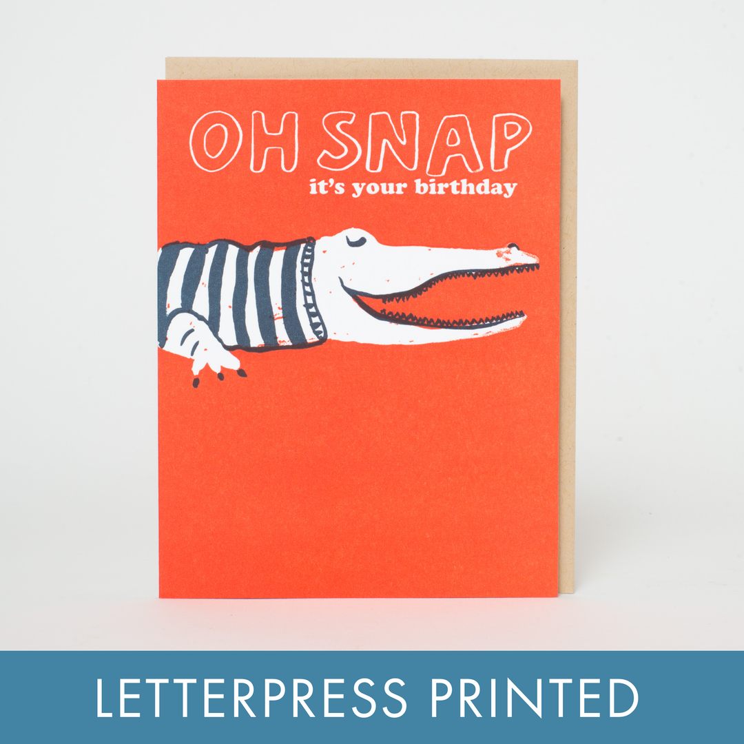 Egg Press Manufacturing - Crocodile Birthday Letterpress Greeting Card by Egg Press: Paper tab